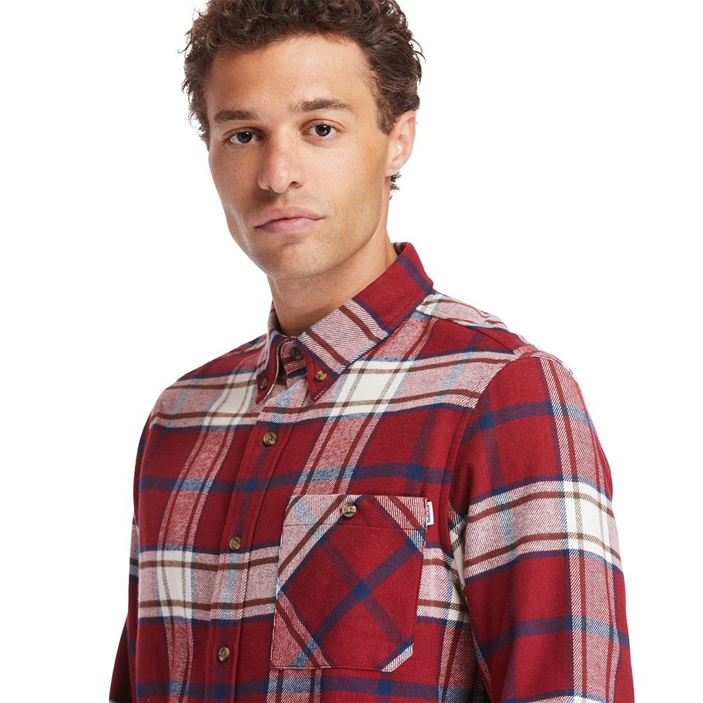 Camisa Masculino - Timberland Back River Heavy Flannel Check - GCOME8709 - Vermelhas/Branco